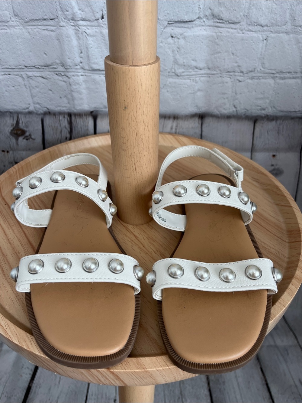 Cat & Jack Girls White Studded Slingback Sandals